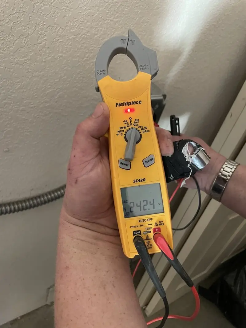 Voltage testing with clamp meter during Generator Installation in East Palo Alto